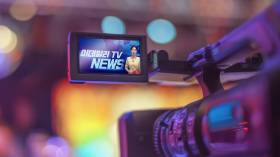 News concept: black text Financial News under the piece of  torn